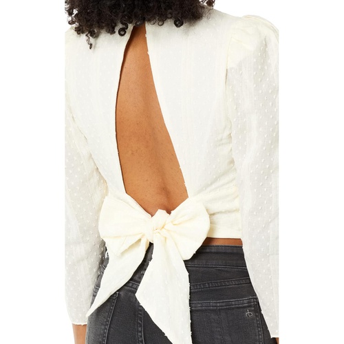 1.STATE Long Sleeve Waistband Tie Back Top
