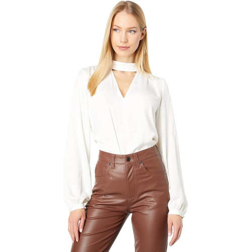  1.STATE Long Sleeve Mock V-Neck Blouse