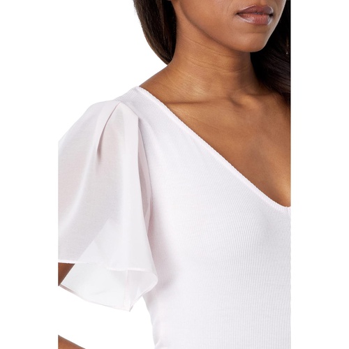  1.STATE Flutter Short Sleeve V-Neck Top