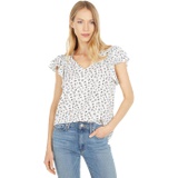 1.STATE V-Neck Ruffle Sleeve Top