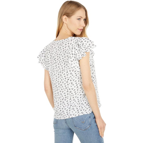  1.STATE V-Neck Ruffle Sleeve Top