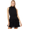 1.STATE Short Sleeve Smocked Neck Dress with Ruffle Tiered Skirt