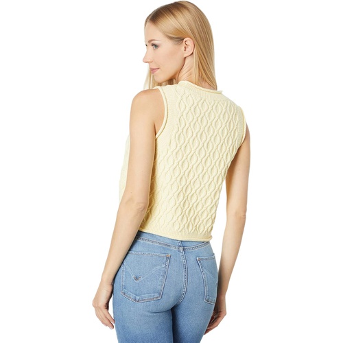  1.STATE Sleeveless Cable Crew Neck Sweater