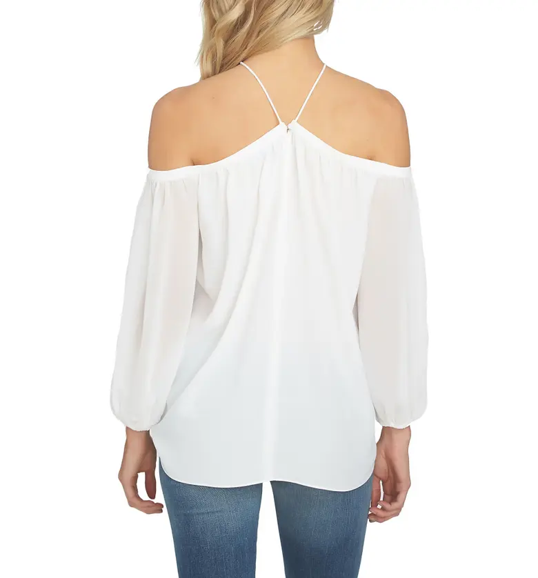  1STATE 1.STATE Off the Shoulder Sheer Chiffon Blouse_CLOUD
