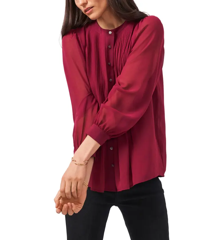  1STATE 1.STATE Pintuck Yoke Button-Up Blouse_RUBY PLUME
