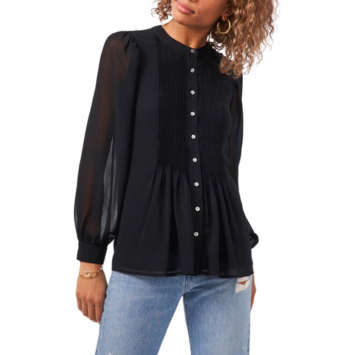  1STATE 1.STATE Pintuck Yoke Button-Up Blouse_RICH BLACK