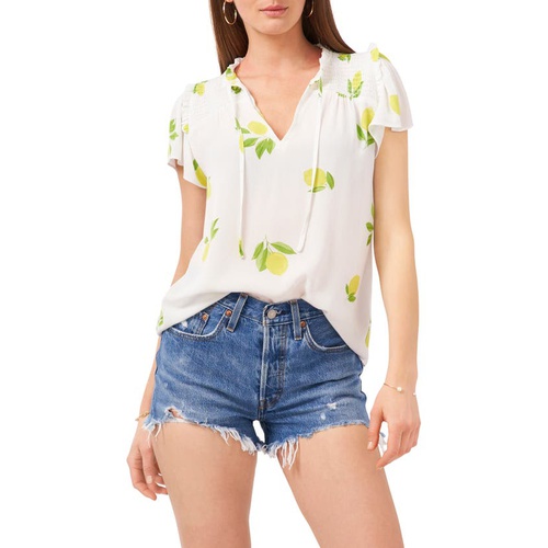  1STATE 1.STATE Lemon Print Tie Neck Top_LEMON GROVE SE