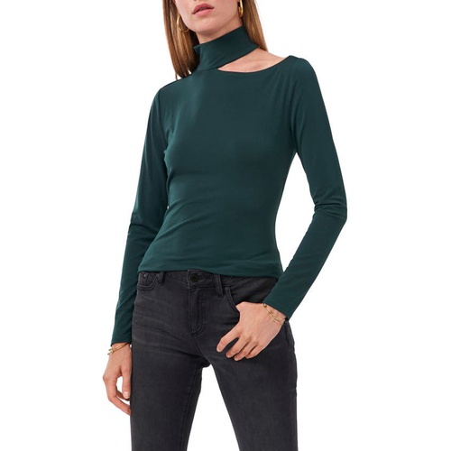  1STATE 1.STATE One Shoulder Mock Neck Top_PINE GREEN