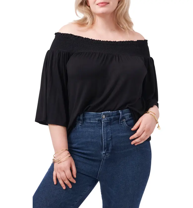 1STATE 1.STATE Off the Shoulder Knit Top_RICH BLACK