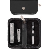 3 Swords Germany - brand quality 3 piece manicure pedicure grooming kit set for professional finger & toe nail care tool clipper fashion leather case in gift box, Made by 3 Swords
