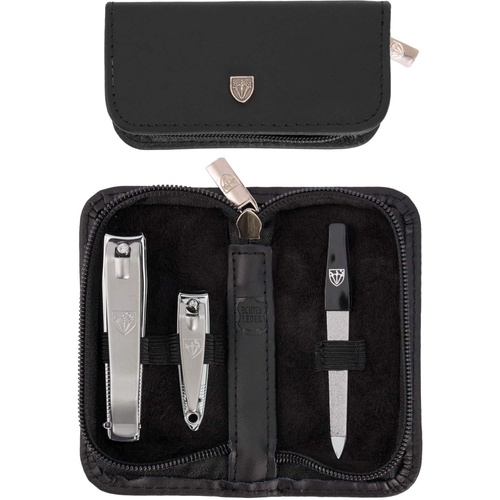  3 Swords Germany - brand quality 3 piece manicure pedicure grooming kit set for professional finger & toe nail care tool clipper fashion leather case in gift box, Made by 3 Swords