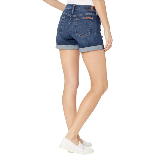  7 For All Mankind Relaxed Mid Roll Shorts in Broken Twill Plaza