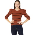 7 For All Mankind Long Sleeve Rib Puff Crew Neck