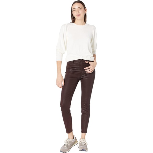  7 For All Mankind High-Waisted Ankle Skinny Faux Pocket in Coated Chocolate