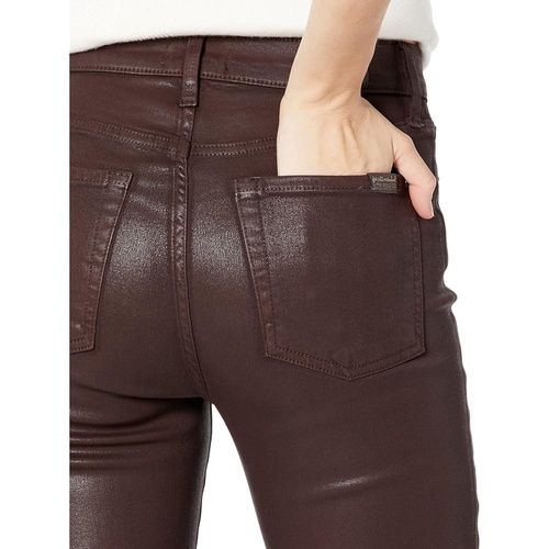  7 For All Mankind High-Waisted Ankle Skinny Faux Pocket in Coated Chocolate