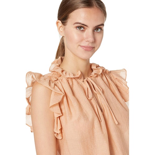  7 For All Mankind Shirred Ruffle Flutter Sleeve
