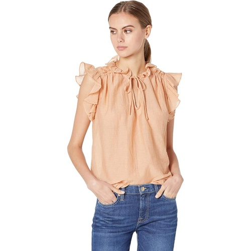  7 For All Mankind Shirred Ruffle Flutter Sleeve