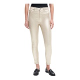 7 For All Mankind Aubrey wu002F Faux Pockets in Coated White Gold Croc