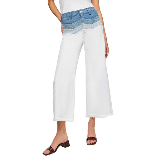  7 For All Mankind High-Waist Cropped Flare Chevron in Coldwater Patchwork