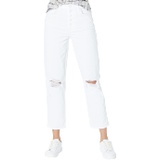 7 For All Mankind High-Waist Crop Straight Button Fly in Royce Blanc