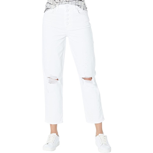  7 For All Mankind High-Waist Crop Straight Button Fly in Royce Blanc
