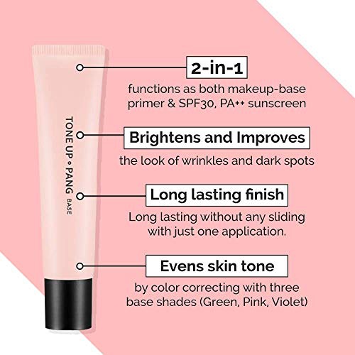  APIEU Tone Up Pang Base in Pink, Skin-Brightening Tinted Color-Correcting Primer