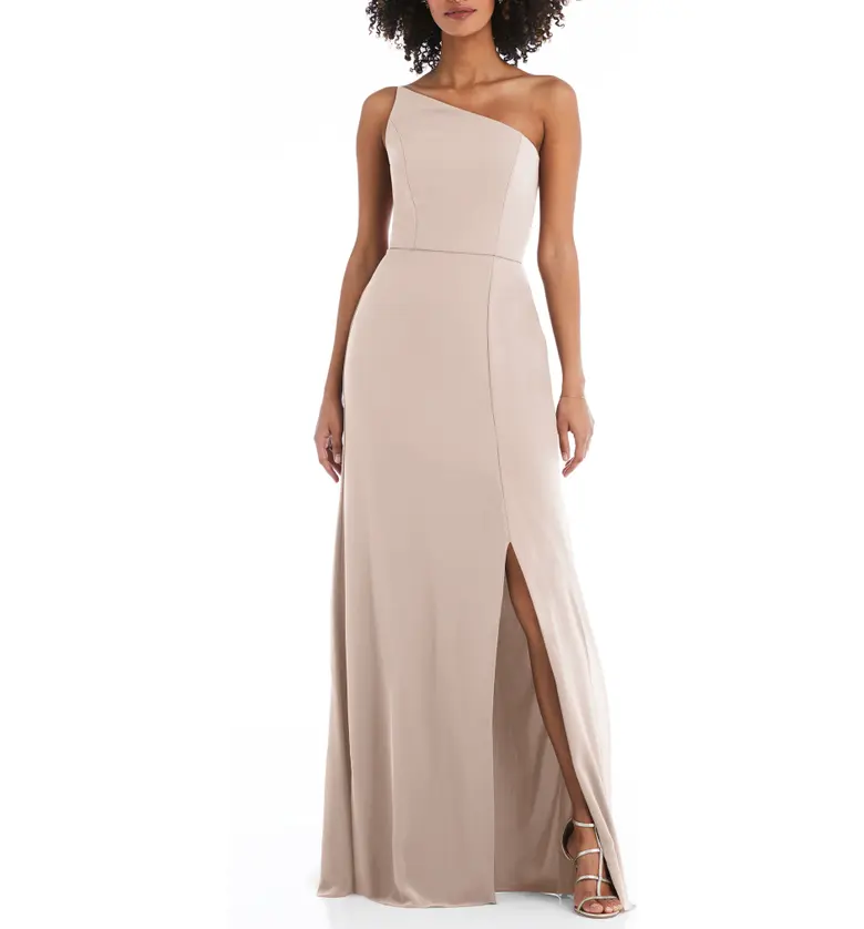 After Six One-Shoulder Crepe Trumpet Gown_CAMEO