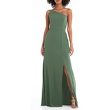 After Six One-Shoulder Crepe Trumpet Gown_VINEYARD GREEN