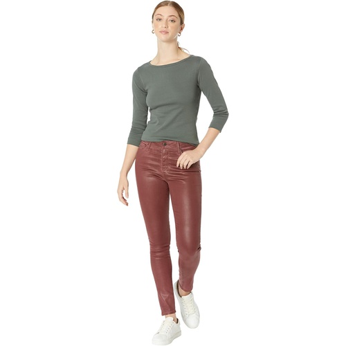 AG Adriano Goldschmied Farrah High-Rise Skinny Ankle in Leatherette Light Dark Sangria