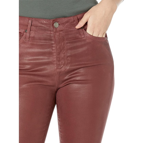  AG Adriano Goldschmied Farrah High-Rise Skinny Ankle in Leatherette Light Dark Sangria