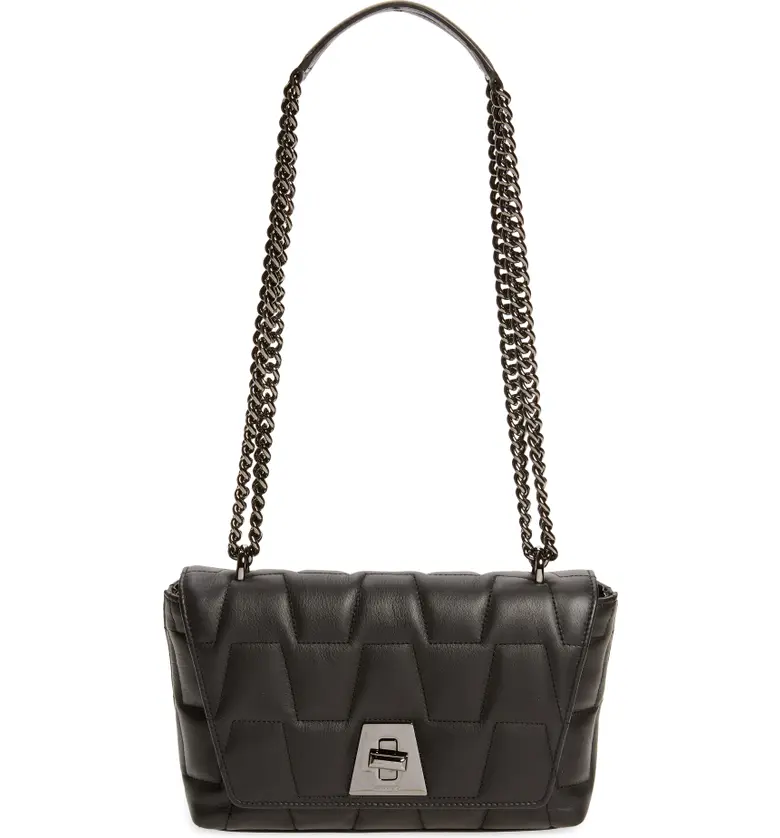Akris Small Anouk Quilted Trapezoid Leather Shoulder Bag_Black