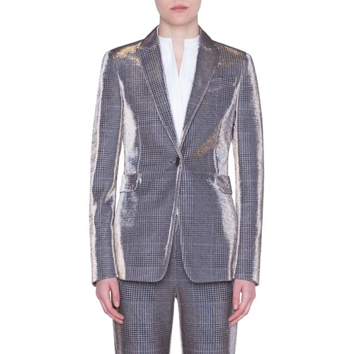  Akris punto Metallic Glen Check Blazer_CAMEL