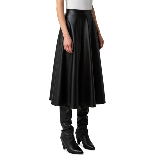  Akris punto Faux Leather Midi Skirt_BLACK