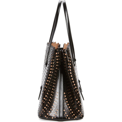  Alaia Mini Vienne Mina Palm Perforated Leather Tote_NOIR/ SABLE