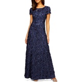 Alex Evenings Embellished Lace A-Line Gown_NAVY