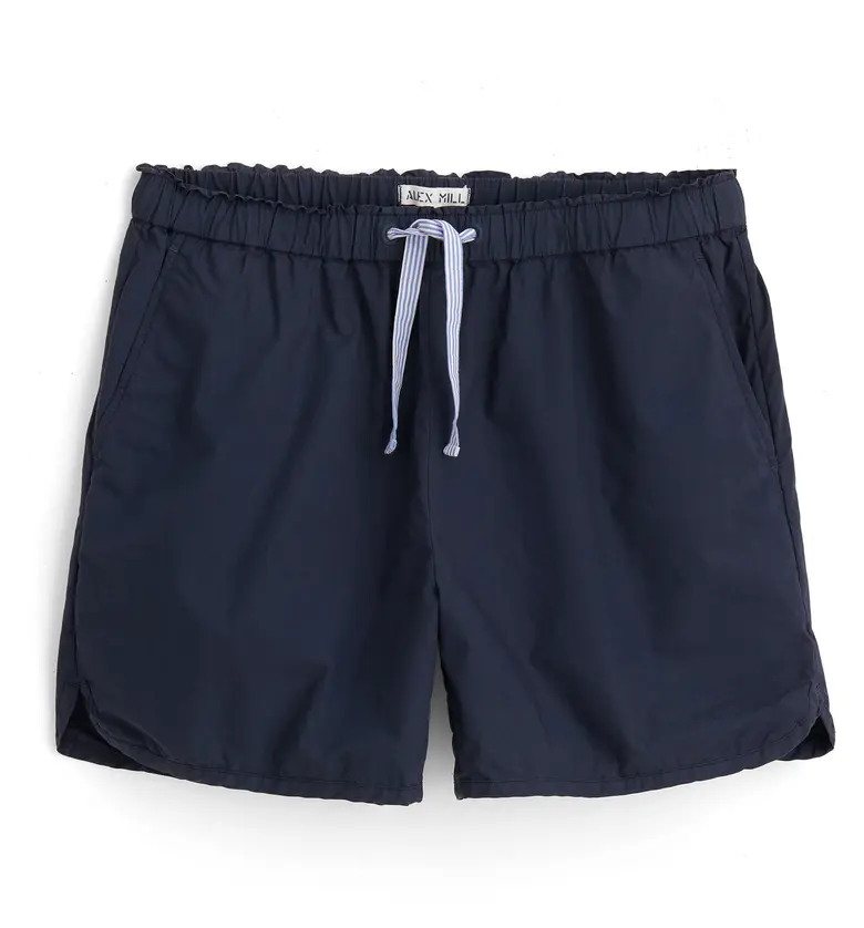  Alex Mill Sunny Solid Pull-On Cotton Shorts_NAVY
