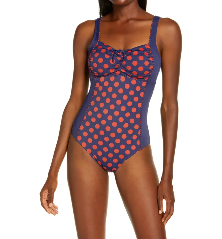 Amoena Alabama Pocketed One-Piece Swimsuit_NAVY/ RUST