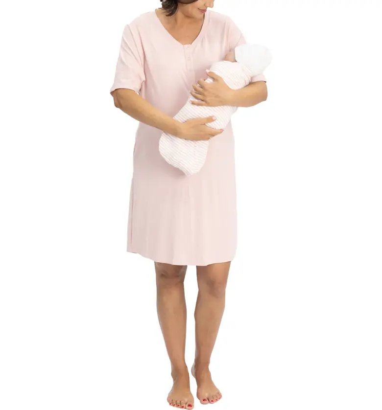  Angel Maternity Mama Hospital Maternityu002FNursing Nightgown_PINK