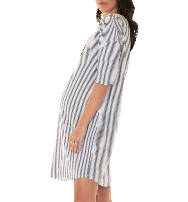 Angel Maternity Maternityu002FNursing Sleep Dress_WHITE/ NAVY STRIPES