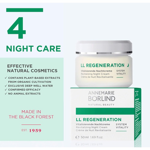  ANNEMARIE BOERLIND - LL REGENERATION Revitalizing Night Cream - Natural Anti Aging Vitamin C, E and Retinol Face Cream for Visibly Firmer and Wrinkle Free Skin - Step 4 of 5 - 1.69