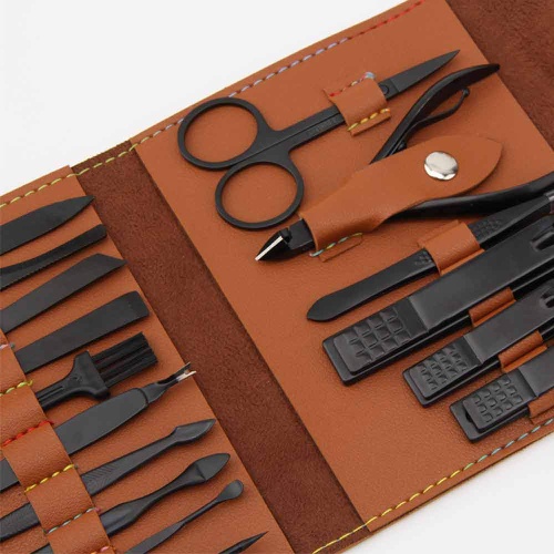  AROPEEN Manicure Set, Professional Stainless Steel Pedicure Nail Clipper Tools Kit with PU Leather Folding Case, 16 In 1 Travel Grooming Care Tool Kits for Women Men Nail Scissors