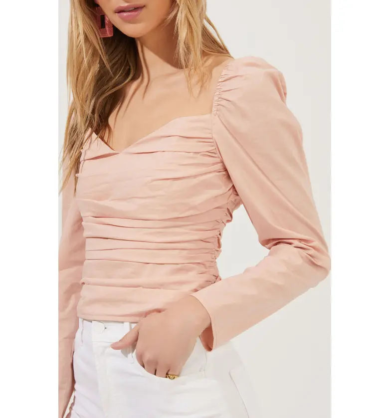  ASTR the Label Ruched Long Sleeve Top_BLUSH