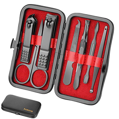  Aceoce Manicure Set Personal care - Nail Clipper Kit Luxury Manicure 8 In 1 Professional Pedicure Set Grooming kit Gift for Men Husband Boyfriend Lover Parents Women Elder Patient Nail Ca