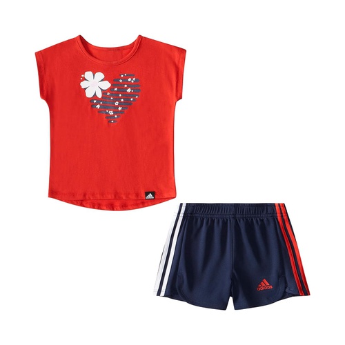 아디다스 adidas Kids Graphic Tee & Mesh Shorts Set (Infant)