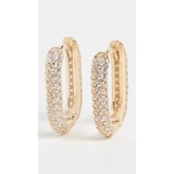 Adinas Jewels Mini Pav Oval Huggie Earrings