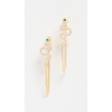 Adinas Jewels Pave Snake Chain Drop Earrings
