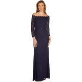Adrianna Papell Off-the-Shoulder Lace Gown
