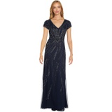 Adrianna Papell Short Sleeve Beaded Mob Blousson Long Gown