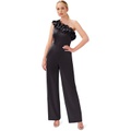 Adrianna Papell Stretch Crepe Ruffle One Shoulder Jumpsuit