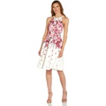Adrianna Papell Printed Stretch Scuba Floral Bored Print Halter Dress